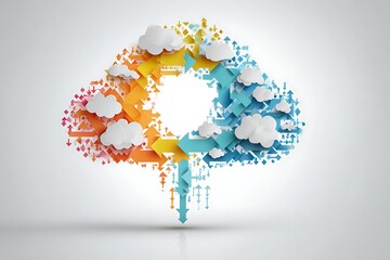 Cloud data flow arrows concept illustration