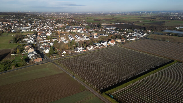 Luftaufnahme Panorama Bornheim Merten mit Agrarlandschaft