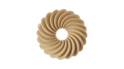 Tan spiral shaped with curved lines isolated on a transparent background