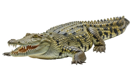 Isolated Crocodilian Reptile Alligator or Crocodile on Plain Background, Jaws Open
