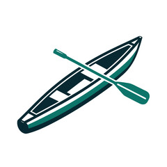Canoe and Paddle Vector Icon for Outdoor Recreation