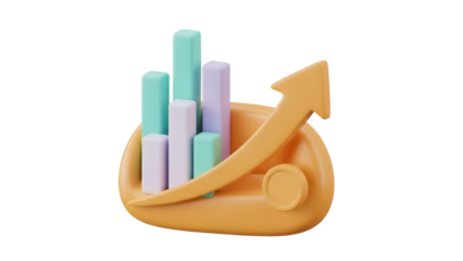 Isolated Business Growth Chart with Rising Arrow Symbolizes Financial Success and Profit