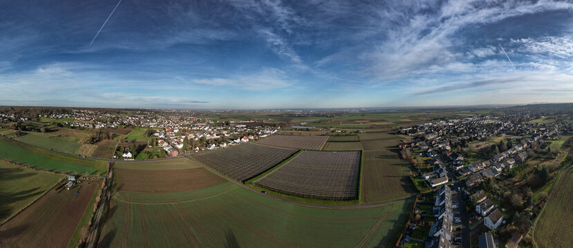 Luftaufnahme Panorama Bornheim Merten mit Agrarlandschaft