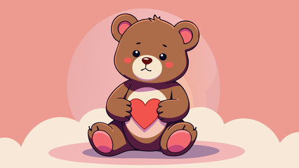 Sweet Teddy Bear with Heart in Romantic Pastels