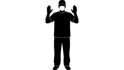 Man wearing mask and gloves with transparent background