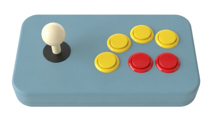 Isolated retro arcade game controller, classic gaming device with joystick and buttons, fun © Sindre