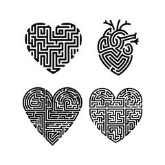 Maze Forming a Human Heart shape vector illustration.