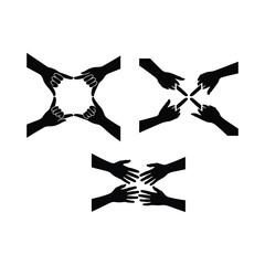  Collection of Open Hands Forming a Bridge Silhouette.