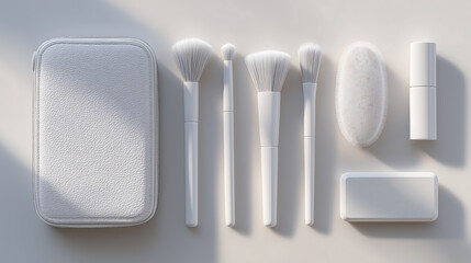 Cloud Dancer Luxury white cosmetic brush set and makeup case, clean aesthetic, minimalist, professional beauty tools Colour of the Year 2026