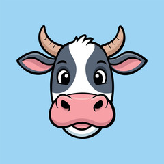 Cartoon Cow Illustration Character Vector Logo Template