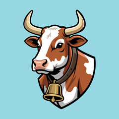 Emblem Cow Illustration Character Vector Logo Template
