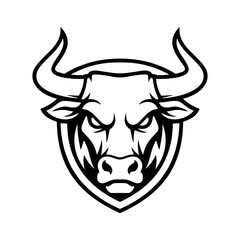 Line Shield Cow Illustration Character Vector Logo Template