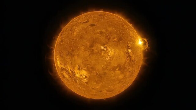 Ultra Realistic Sun Slowly Rotating in Deep Space with Detailed Solar Surface Texture