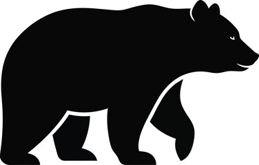 Obraz premium Black bear silhouette vector illustration isolated on white background grizzly bear wild animal icon for nature logo outdoor adventure and forest mascot design.
