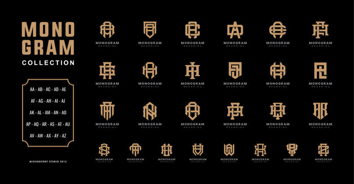 Mega logo collection, Monogram design concept for branding with handmade font