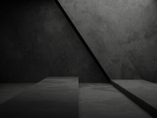 3D dark concrete wall background.