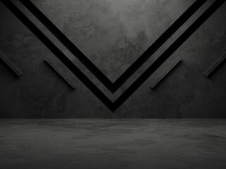 3D dark concrete wall background.