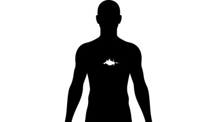 Fototapeta premium Man silhouette with shark cutout with transparent background