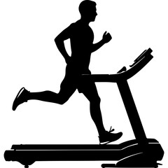 Man running on treadmill with transparent background