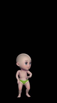 Cute little baby dancing isolated with copy space . Seamless funny children vertical video.
