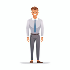 Fototapeta premium Smiling Business Man Cartoon – Corporate Employee Full Body Illustration