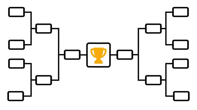 Abstract 32 team tournament bracket championship template with black line animation isolated on black background. Championship bracket schedule for football,