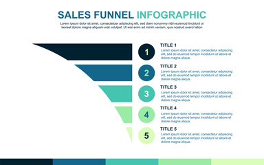Modern Sales Funnel Infographic Template Five Stages Levels