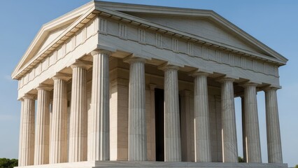 Naklejka premium Classic Greek Temple Architecture Columns Classical Style Ancient History. Concept featuring greek architecture, temple, columns, classical style, ancient history.