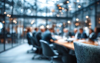 Blur office meeting blurred background with business people working group in boardroom discussion, executive seminar or professional training in enterprise. High quality. High quality