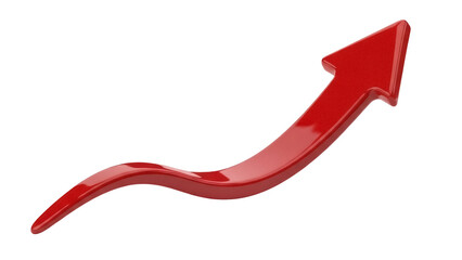 Isolated Rising Arrow for Growth, Achievement, Improvement and Direction with Glossy Finish