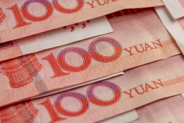 Obraz premium the government's red currency of one hundred yuan used in the China, the value of the money is 100 yuan
