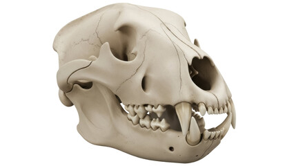 Isolated canine skull displaying anatomy features for education or science illustration use