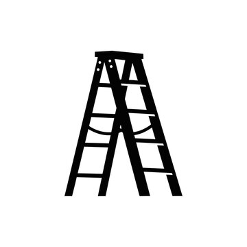 Folding ladder icon symbolizing household tools, construction safety, home maintenance, climbing equipment, and practical utility design