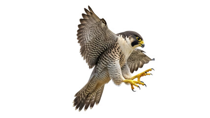 Isolated Bird of prey falcon with open wings ready for hunting animal in wildlife