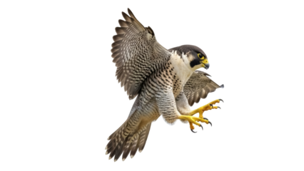 Isolated Bird of prey falcon with open wings ready for hunting animal in wildlife