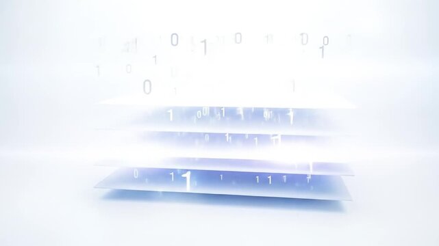 Digital Data Layers Binary Code Technology Abstract Background.