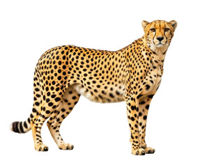 Isolated Cheetah in a Standing Position with Distinct Spots in Daylight, Natural Look