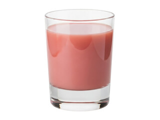 Isolated drink with a strawberry flavor in a glass cup on a neutral background, studio shot
