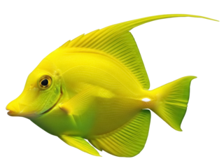 Isolated Yellow Tang tropical fish, Zebrasoma flavescens, aquarium, exotic, saltwater pet