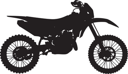 Dynamic black silhouette of a dirt bike or motocross motorcycle in profile, emphasizing its off-road capabilities and rugged for adventure sports also transparent background © PixelSaga MH2 