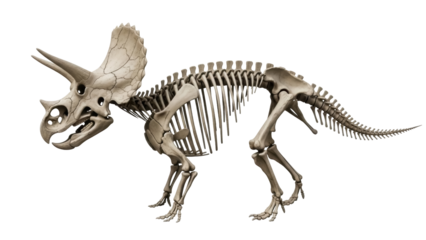 Isolated Triceratops dinosaur skeleton for paleoarcheology studies and anatomy visualizations
