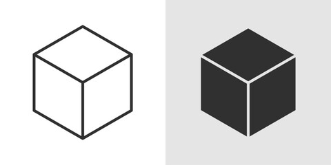 3D cube icon representing a three-dimensional object, symbolizing structure, modeling, and spatial design in a clean, modern style.