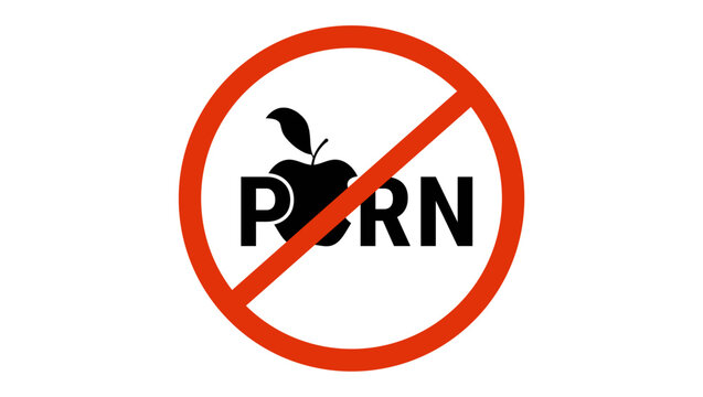 no porno sign, black and red isolated silhouette