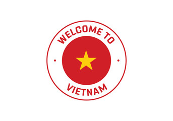 Welcome to Vietnam Travel Badge with National Flag of Vietnam