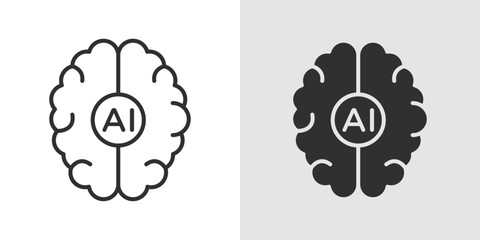 AI Brain Icon AI brain icon featuring a human brain formed with circuit lines and nodes, symbolizing artificial intelligence, machine learning, neural networks, and smart digital thinking.