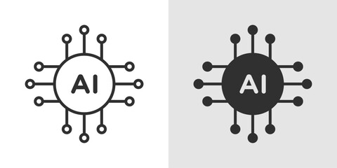 AI Chipset Icon AI chipset icon showing a microchip with neural circuit lines, representing artificial intelligence processing, machine learning hardware, and smart computing technology.