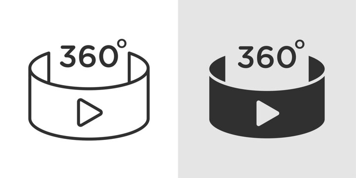 360 Video Icon 360 video icon representing immersive panoramic video viewing, showing a play symbol with circular arrows to indicate full-angle, interactive media experience.