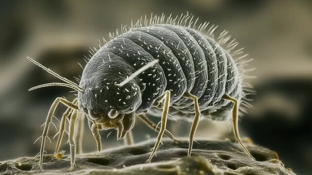 Detailed observation of a small mite insect showing its features captured using advanced microscope technology