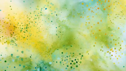 Colorful abstract background showing yellow, green, and blue watercolor splashes on soft paper texture, concept of freshness and creativity - Powered by Adobe