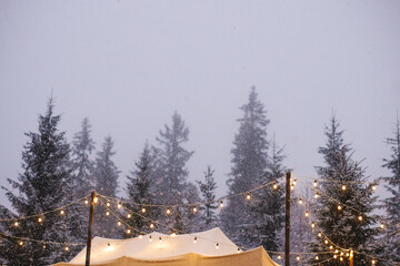 Winter Mountain Village Landscape, Nature Panoramic Image